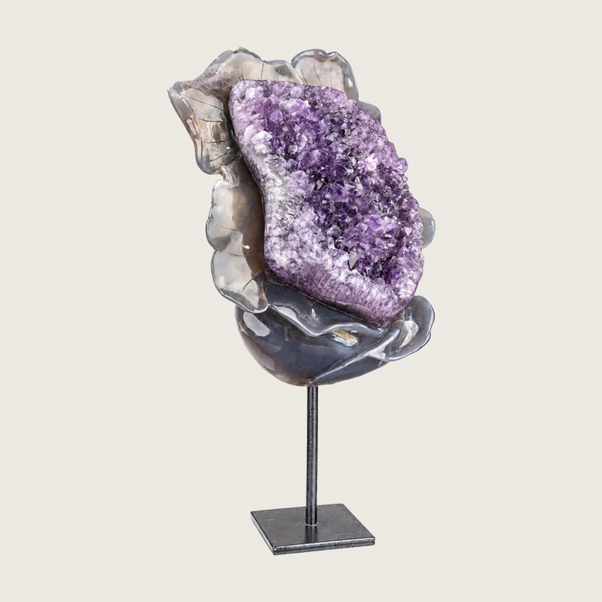 9.0"Amethyst Druse Agate Flower Sculpture Carving  #GDC0020