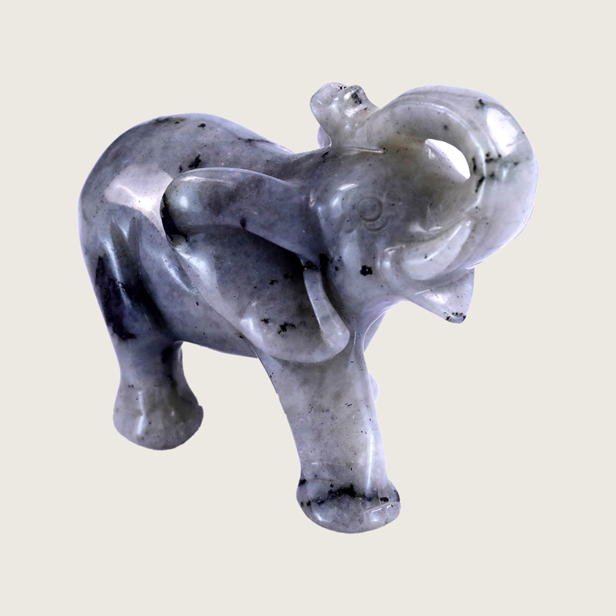4.1" White Labradorite Elephant Carving  #CHA0017