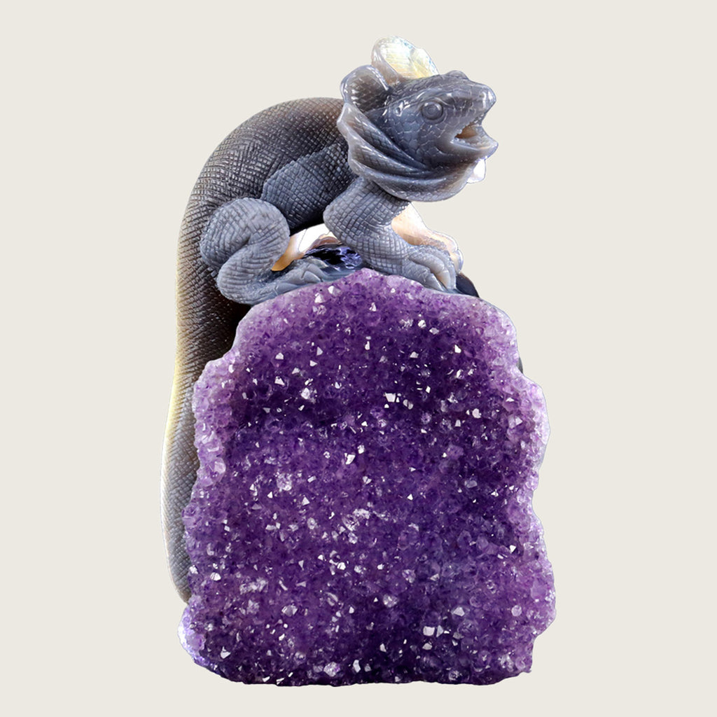 5.6" Druzy Agate Geode Carving  #GDC0010