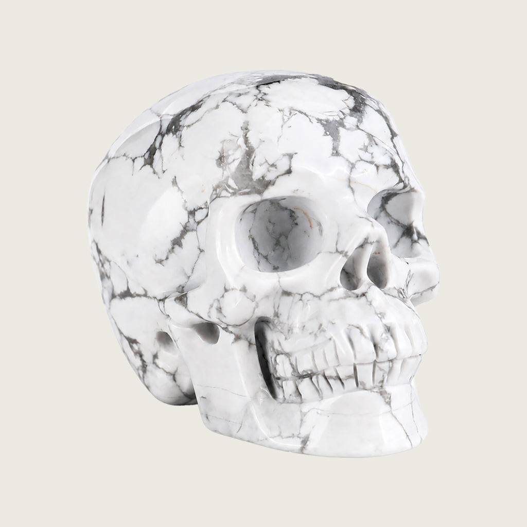 3.0" Howlite Crystal Skull Carving  #SKH30051