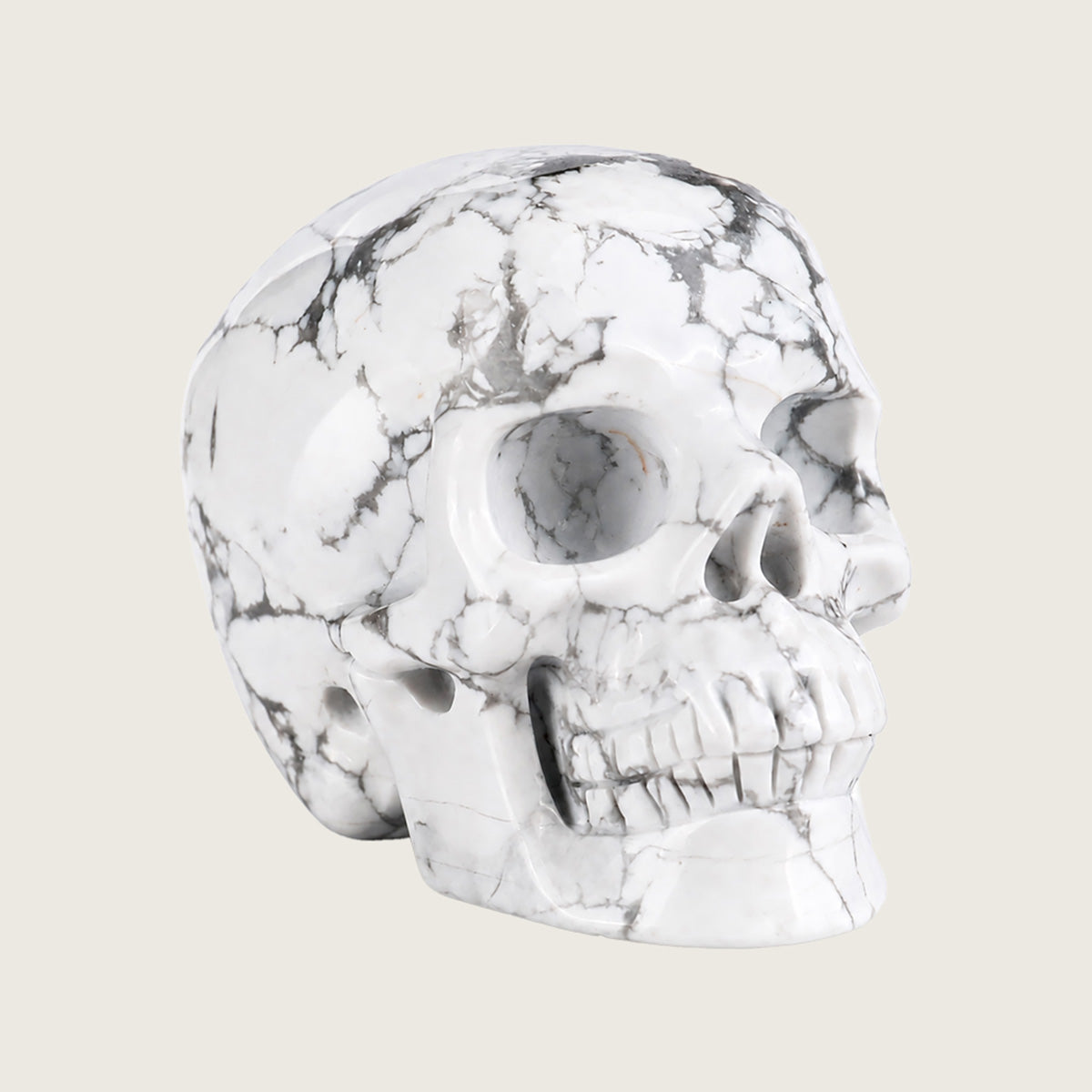 3.0" Howlite Crystal Skull Carving  #SKH30051
