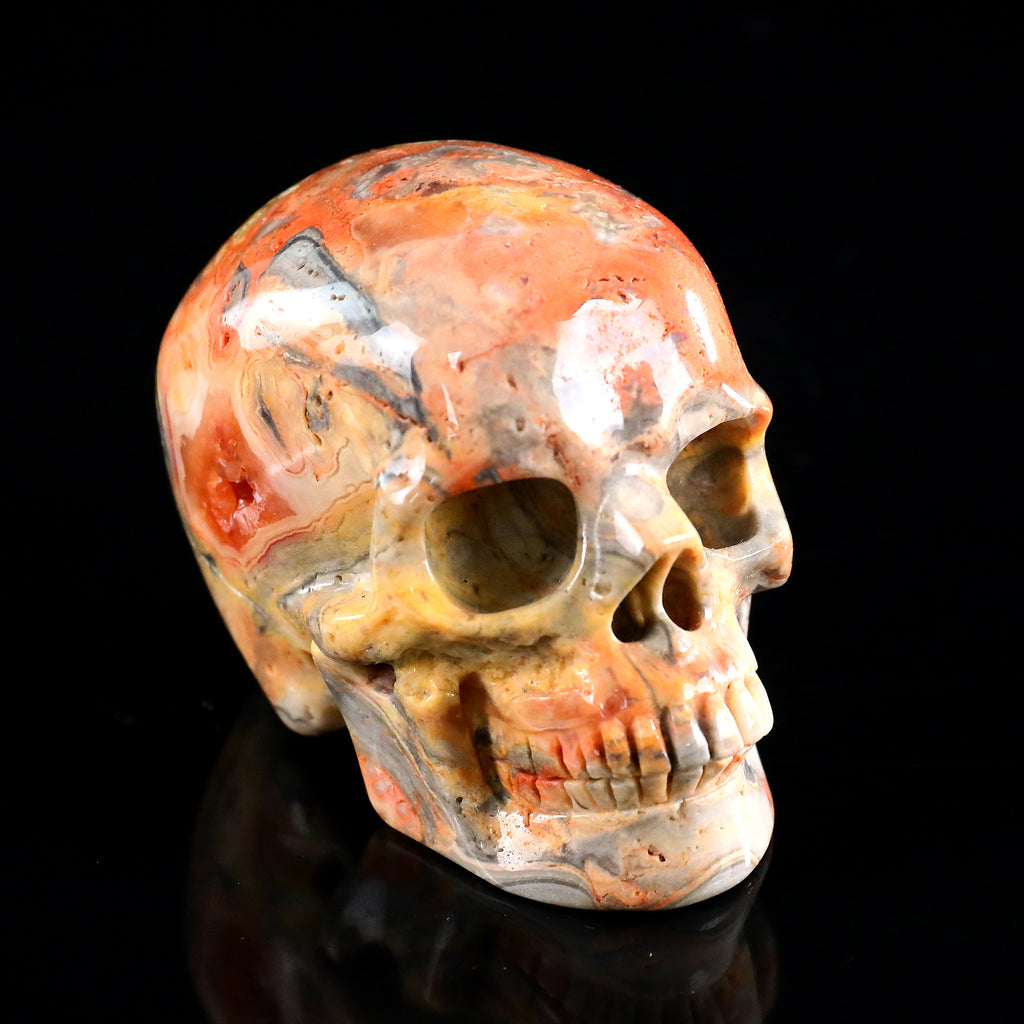 3.0" Crazy Agate Crystal Skull Carving  #SKH30107