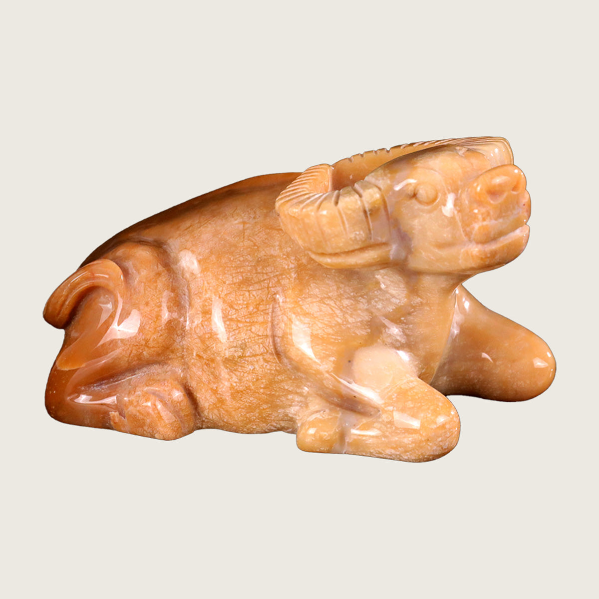 4.3" Chalcedony Jasper Water Buffalo Carving  #CTC0060