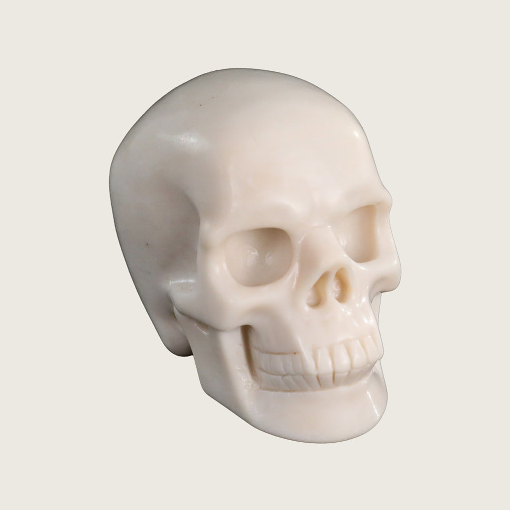 3.0" White Jade Crystal Skull Carving  #SKH30053
