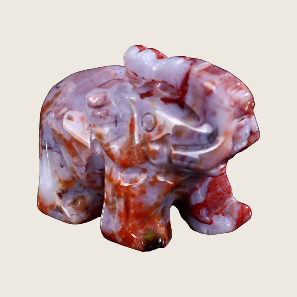 2.0" Red Agate Elephant Carving  #CHA0007