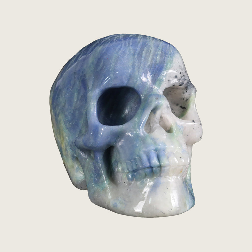 4.5" Blue Aventurine Crystal Skull Carving  #SKH45012