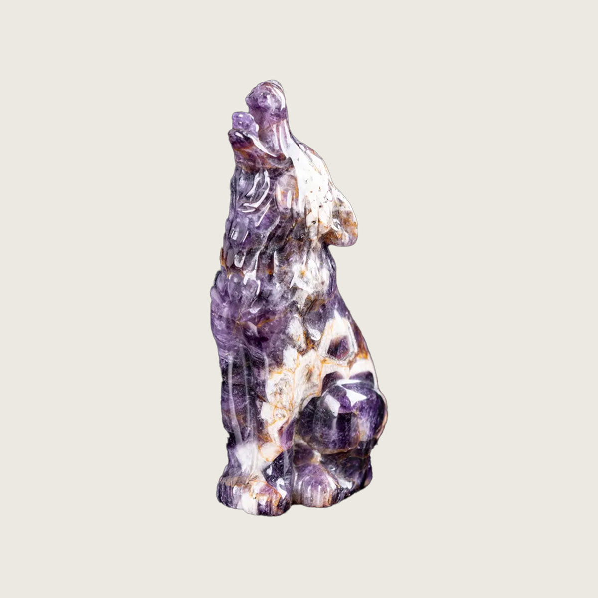 3.0" Amethyst Howling Wolf Carving  #CHA0022