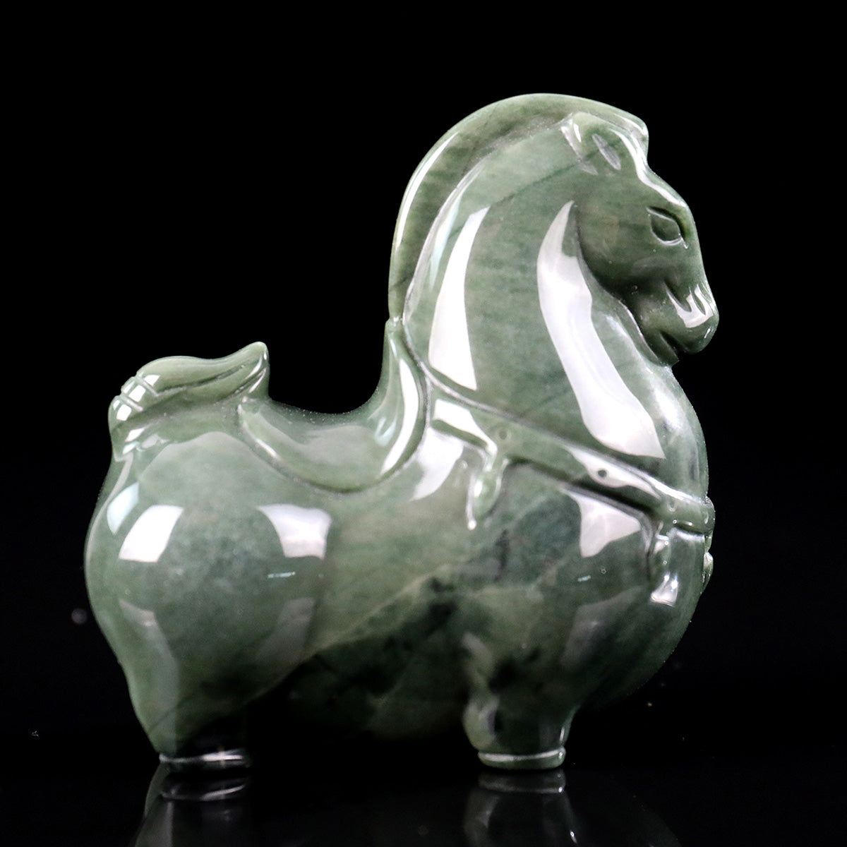 2.7" Jiulong Jade Tang Horse Carving  #CHA0023
