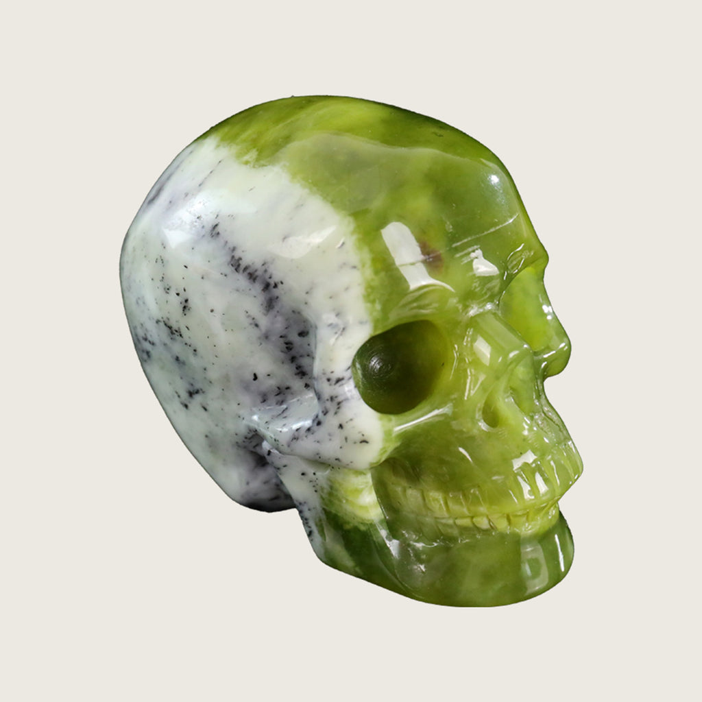 3.0" Xiuyan Jade Crystal Skull Carving  #SKH30049