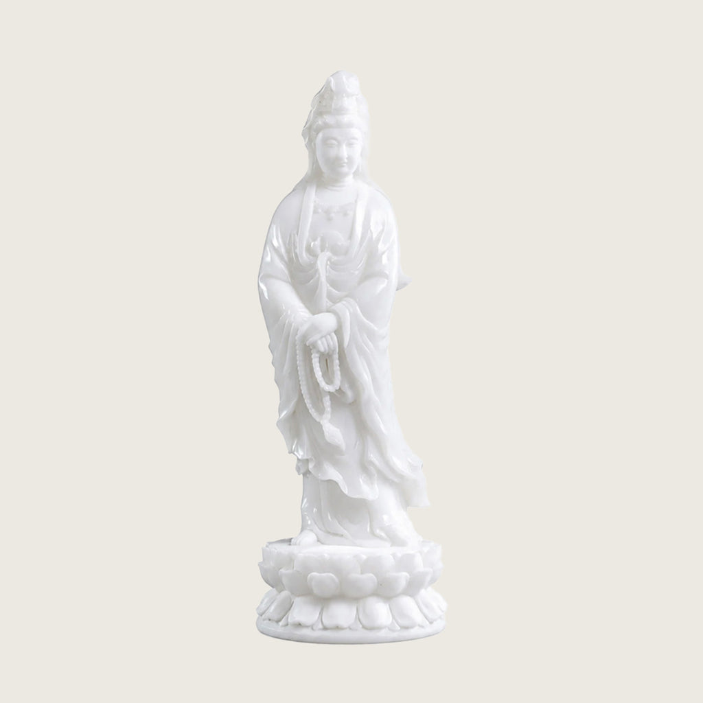 12.0" White Jade Crystal Kwan-Yin Carving  #CTC0026
