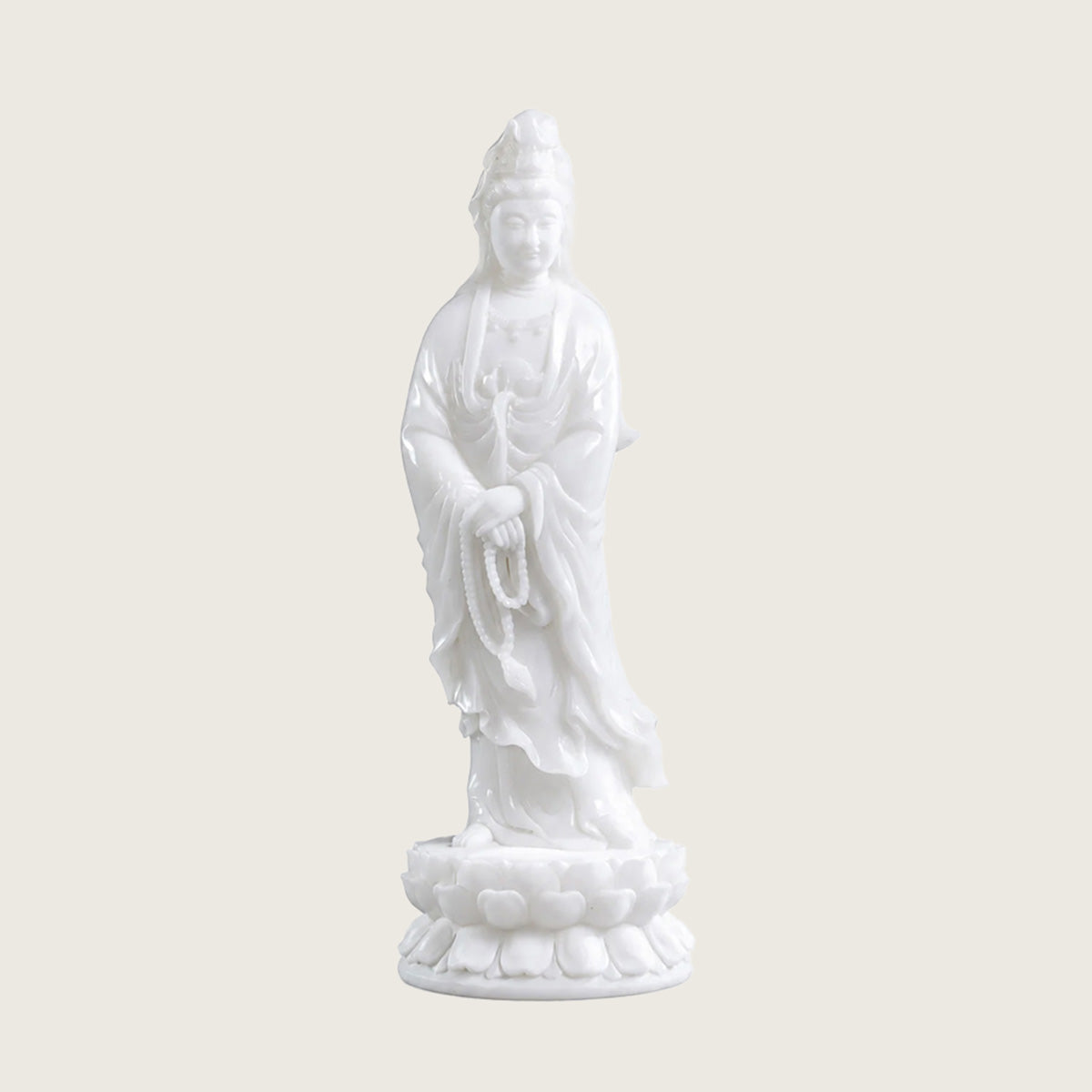 12.0" White Jade Crystal Kwan-Yin Carving  #CTC0026