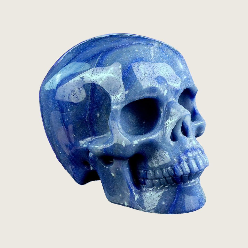 4.5" Blue Aventurine Crystal Skull Carving  #SKHBL4501