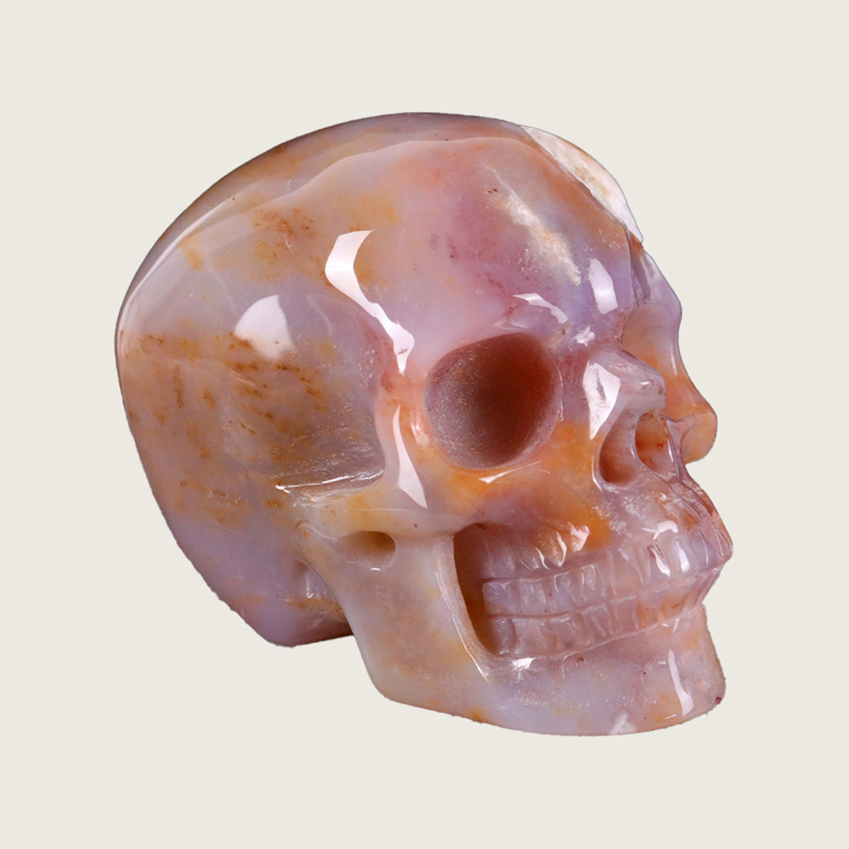 3.0" Chalcedony Jasper Human Skull Carving  #SKH30020