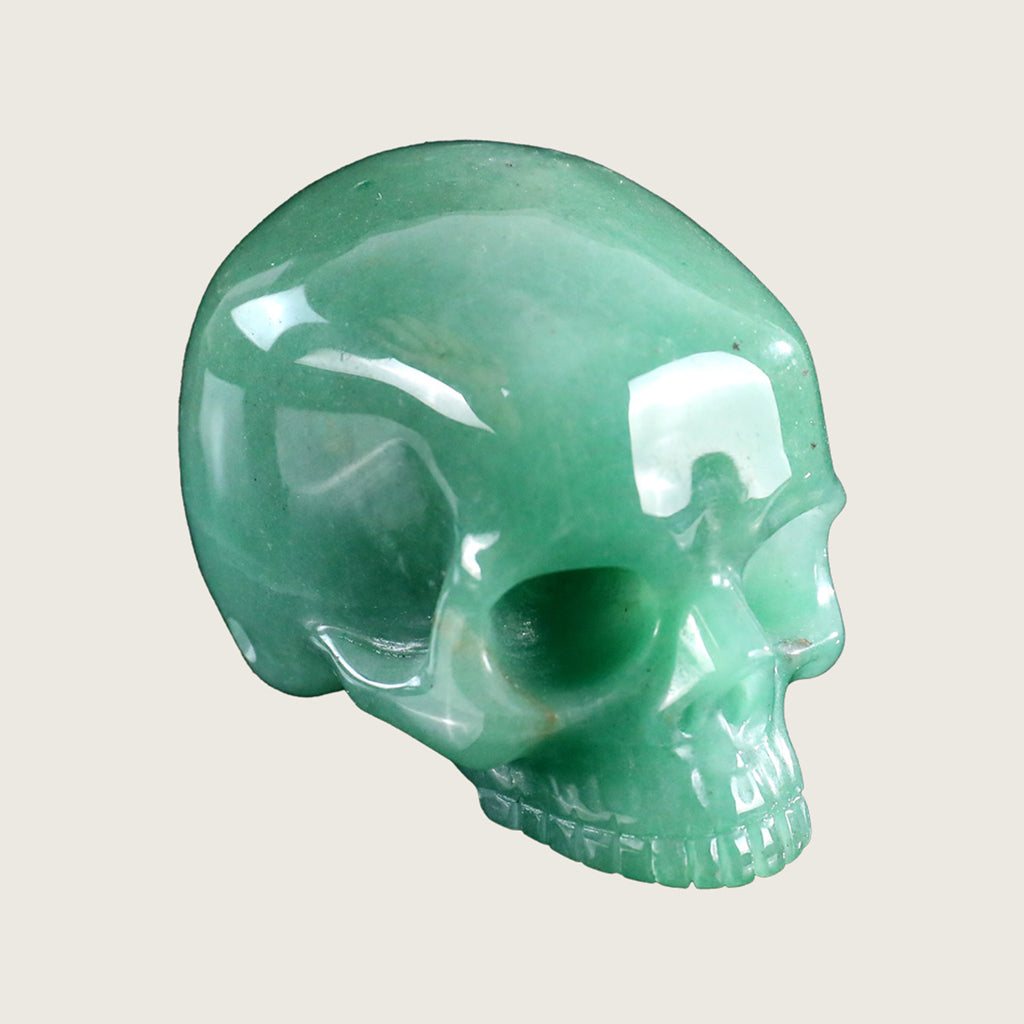 3.0" Green Aventurine Jawless skull Carving  #CSC0014