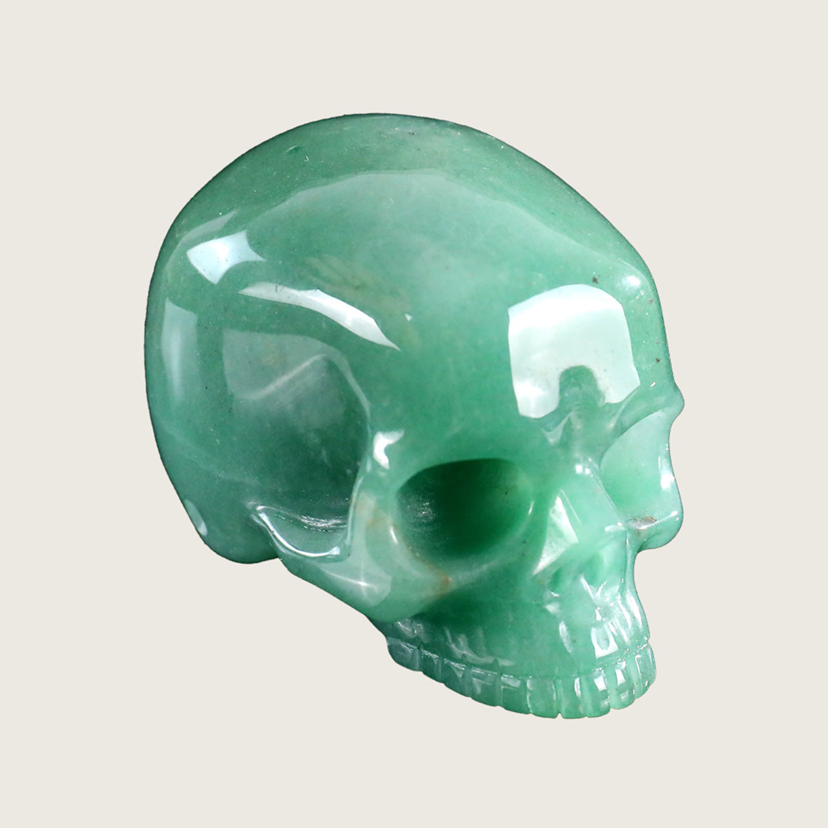 3.0" Green Aventurine Jawless skull Carving  #CSC0014