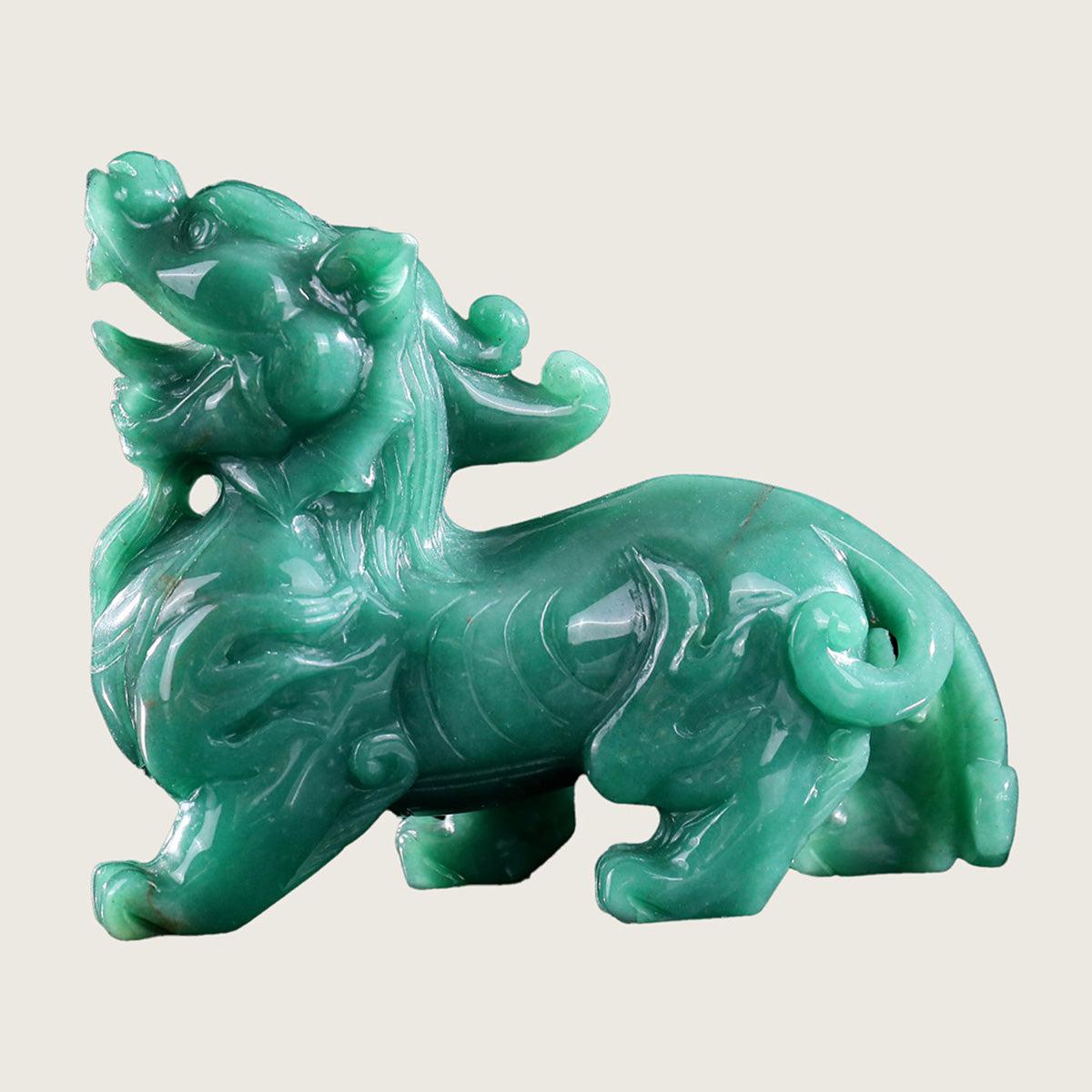 6.4" Green Aventurine Kylin Carving  #CTC0020