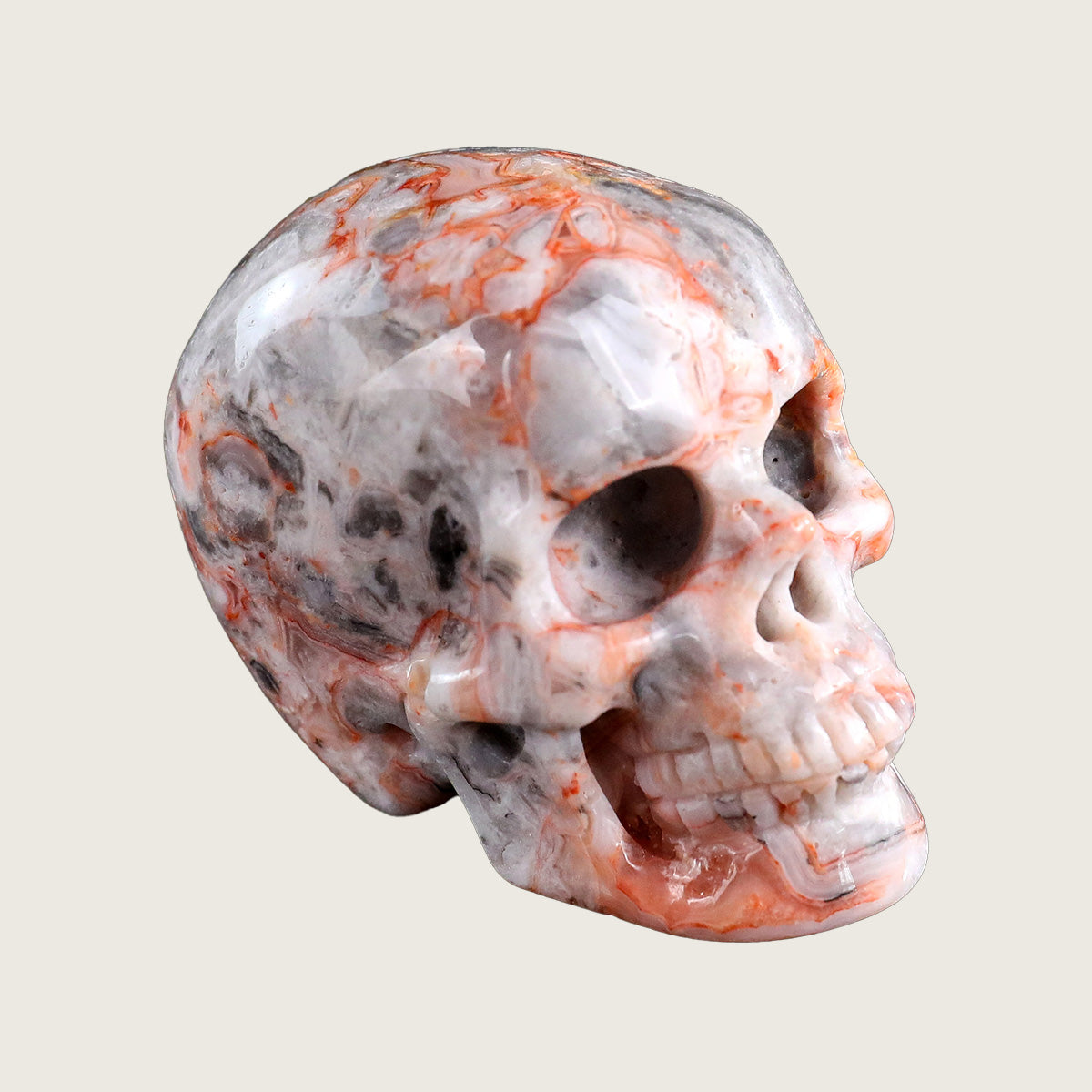2.2" Crazy Agate Crystal Skull Carving  #SKHCA2201