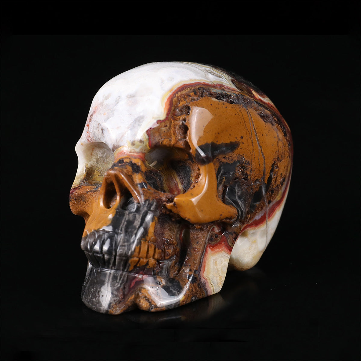 2.2" Red Lace Agate Crystal Skull Carving  #SKH22078