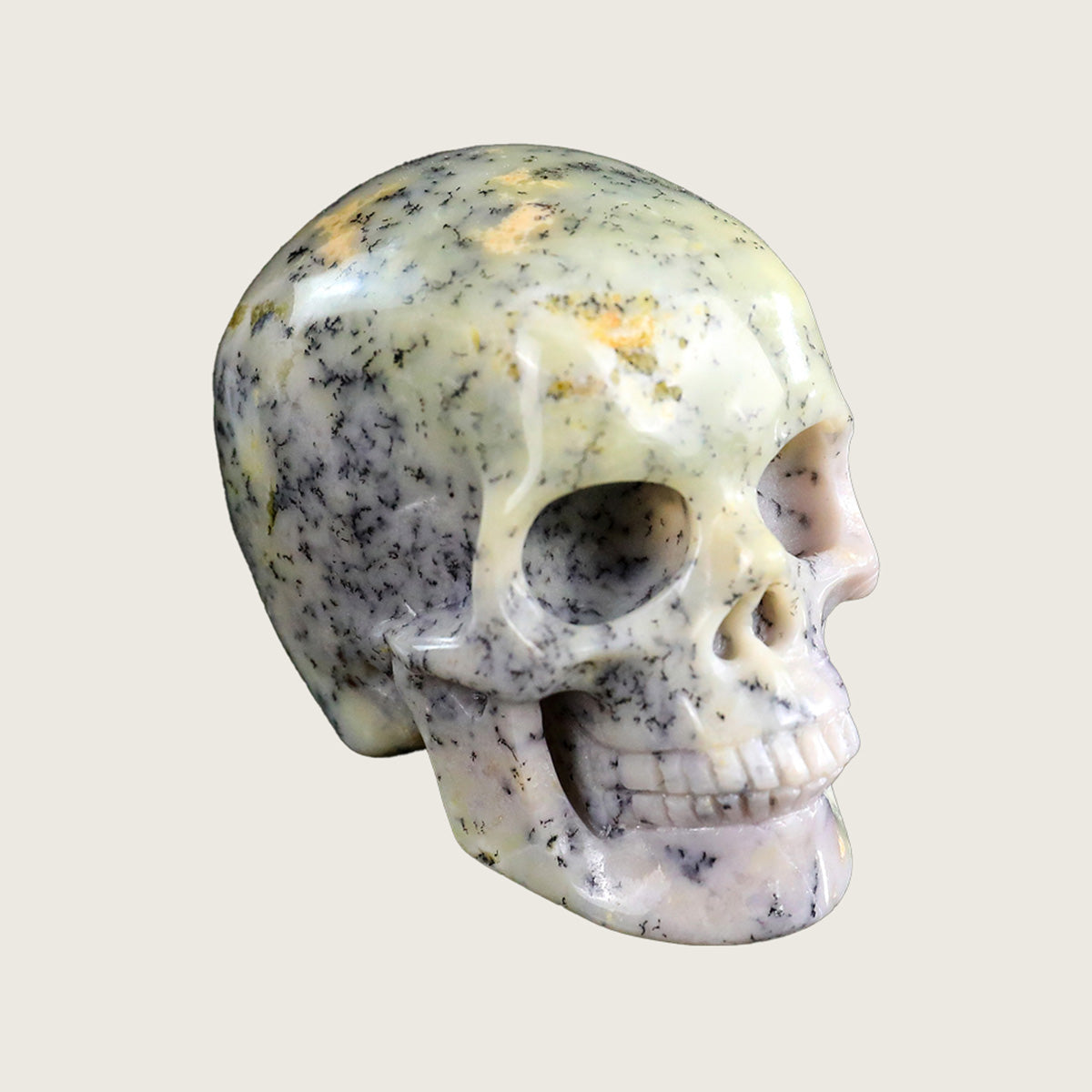 2.2" White Opal Human Skull Carving  #SKH22006