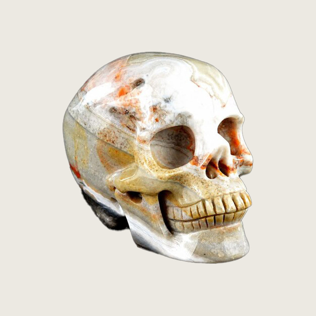 3.0" Red Lace Agate Crystal Skull Carving  #SKH30080