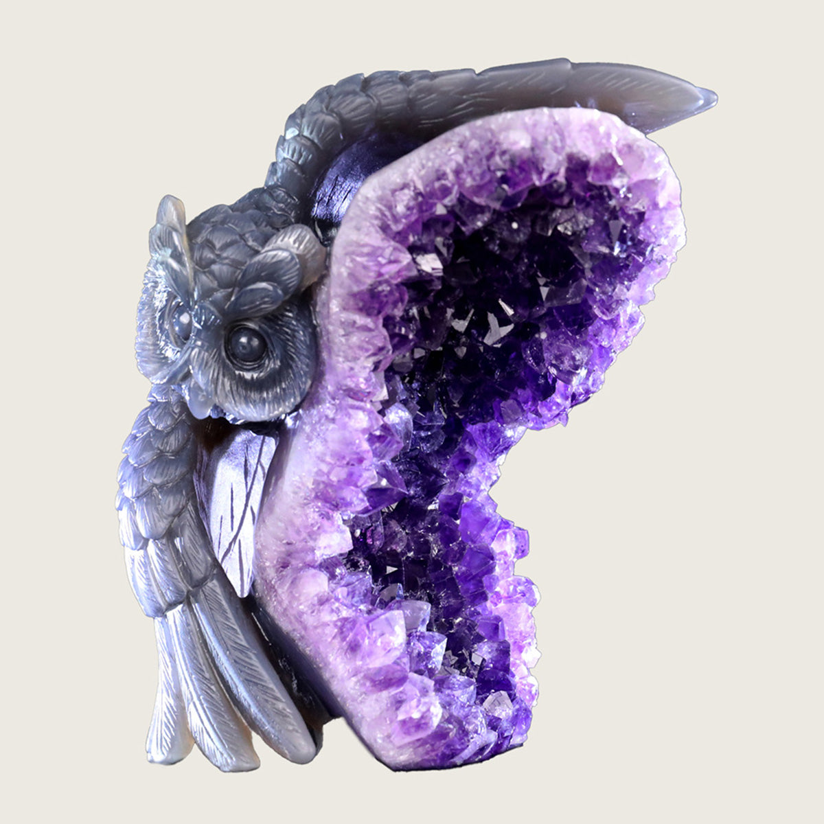 4.6" Druzy Agate Geode Carving  #GDC0012