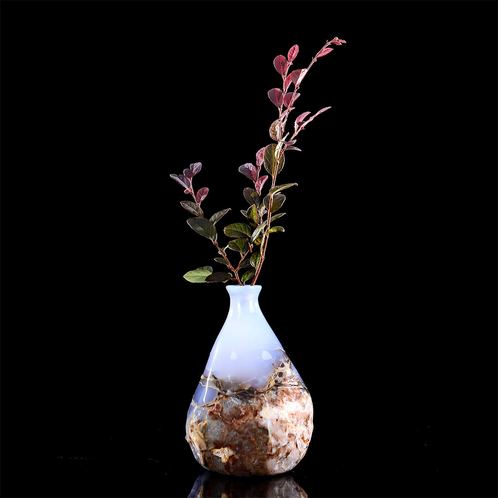 4.3" Blue Chalcedony Crystal Vase Carving  #CHA0035