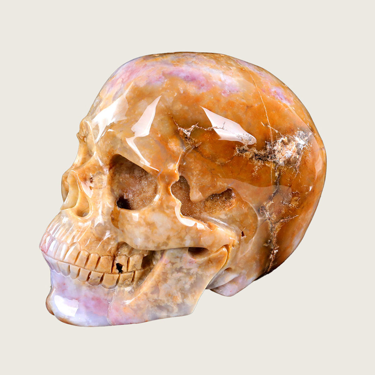 8.6" Chalcedony Jasper Skull Carving  #SCS0008