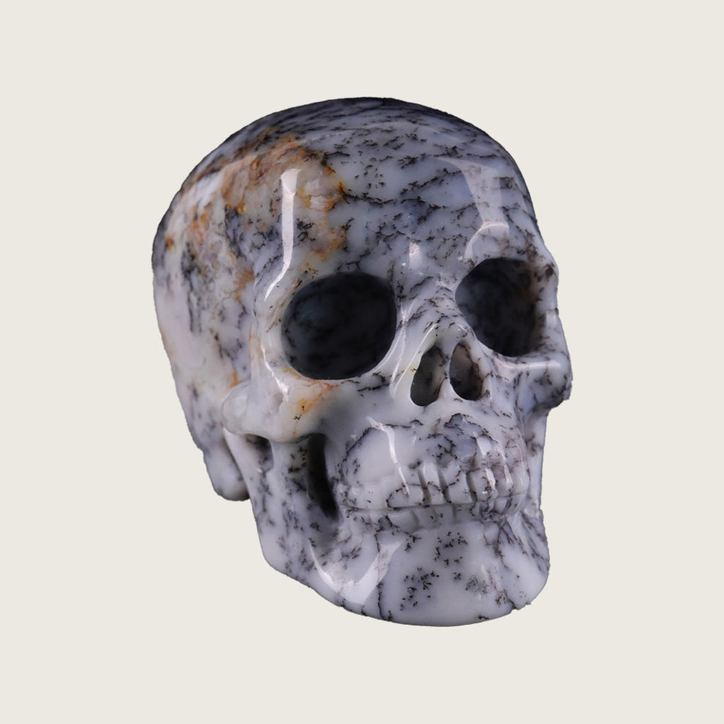 2.2" White Opal Crystal Skull Carving  #SKH22052