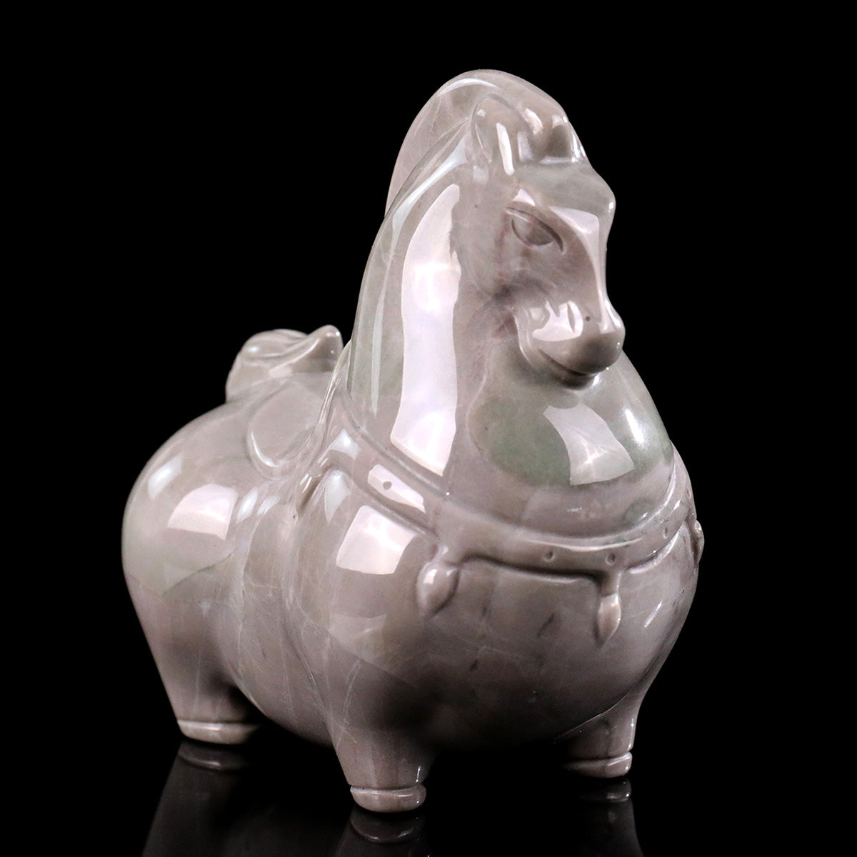 2.7" Jiulong Jade Tang Horse Carving  #CHA0025
