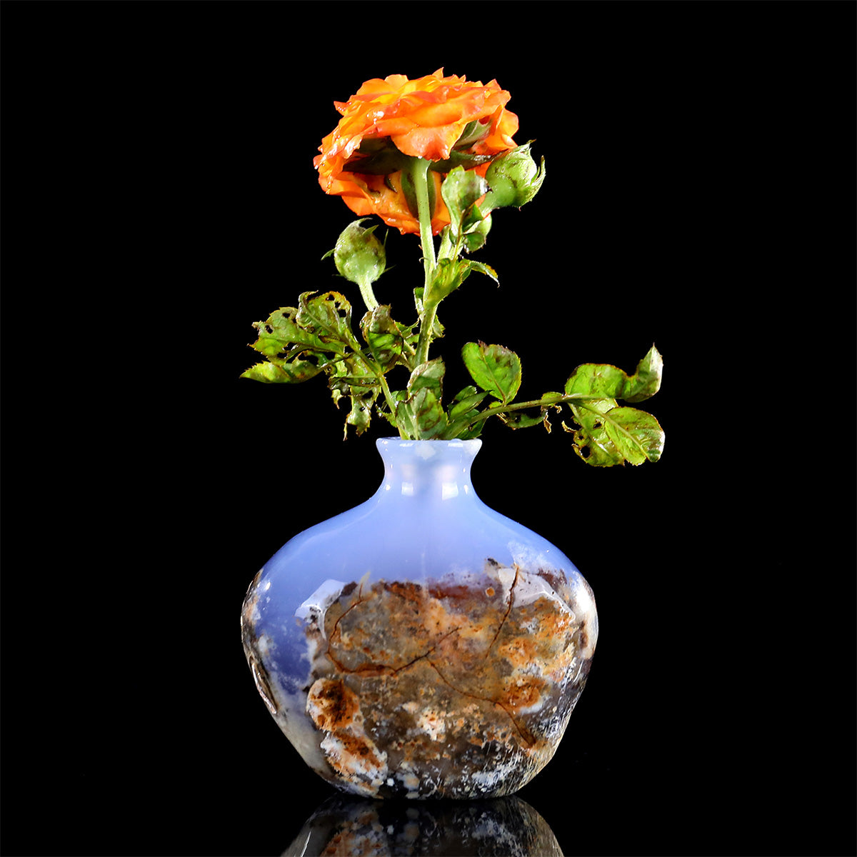 3.0" Blue Chalcedony Crystal Vase Carving  #CHA0038