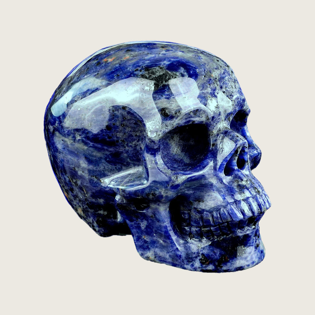 4.5" Sodalite Human Crystal Skull Carving  #SKHSL4501