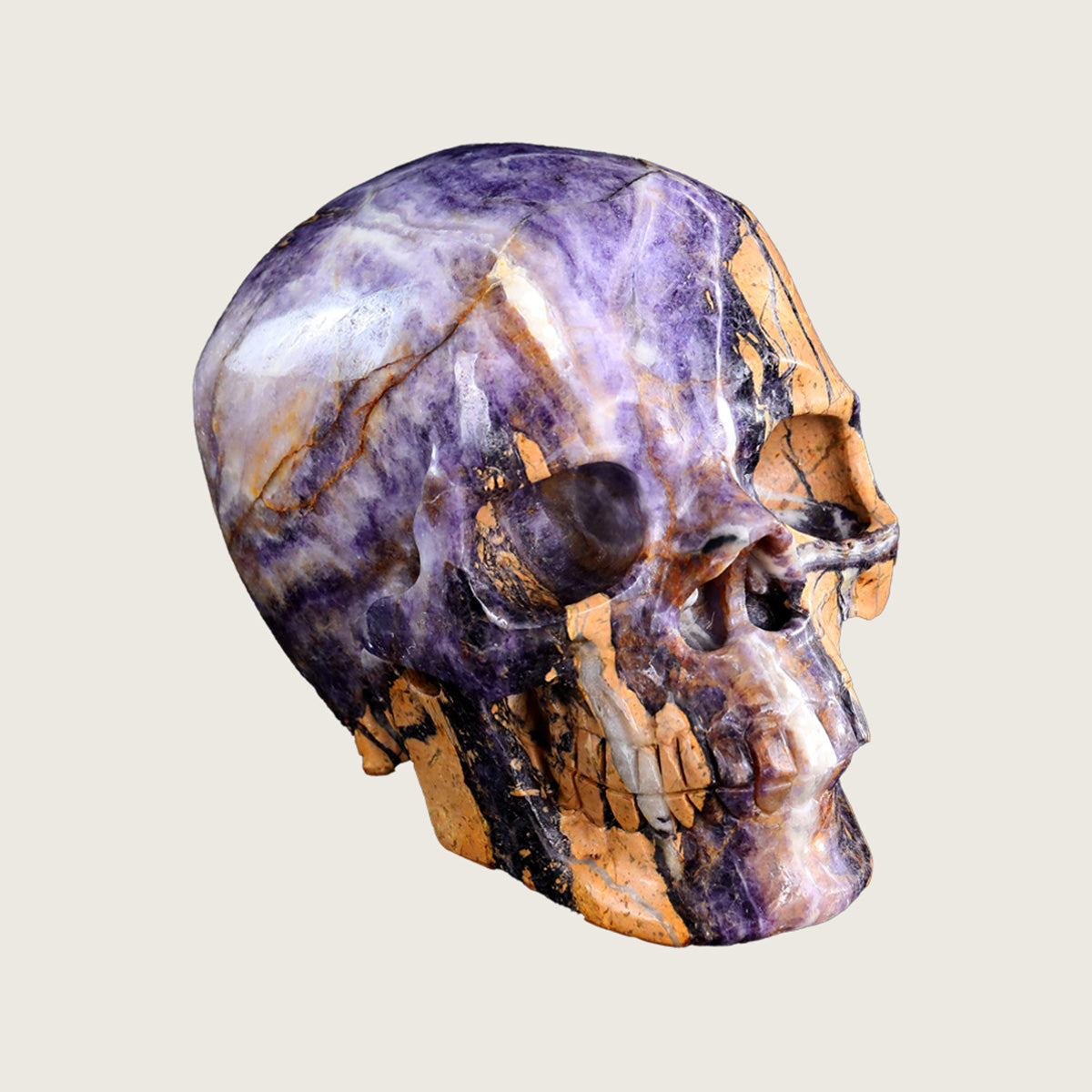 9.2" Purple Fluorite Human Skull Carving  #SCS0014