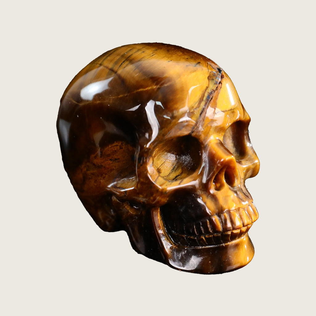 2.2" Tiger Eye Crystal Skull Carving  #SKH22039