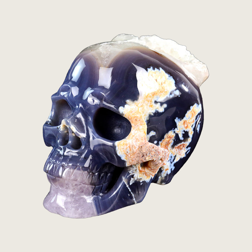 6.0" Geode Agate Crystal Skull Carving  #SCS0018
