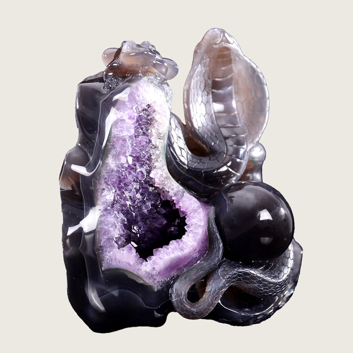 6.6" Druzy Agate Geode Carving  #GDC0008