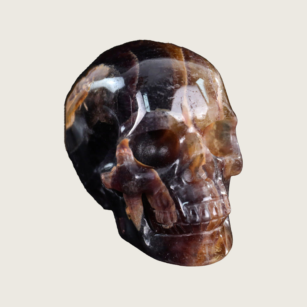 3.0" Coffee Stone Crystal Skull Carving  #SKH30085