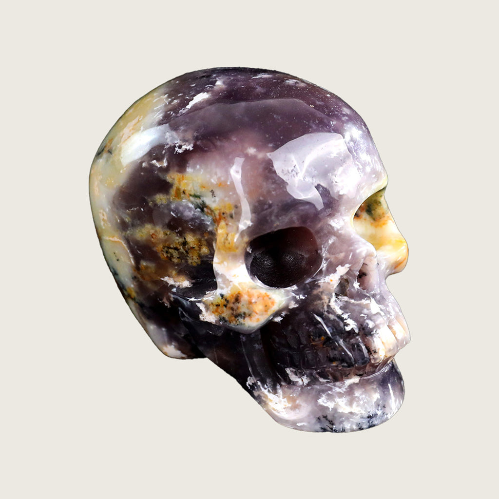 3.0" White Opal Crystal Skull Carving  #SKH30079