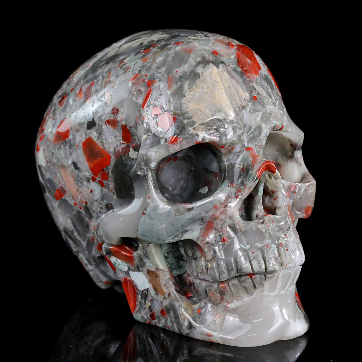 6.8" African Bloodstone Crystal Skull Carving  #SCS0026