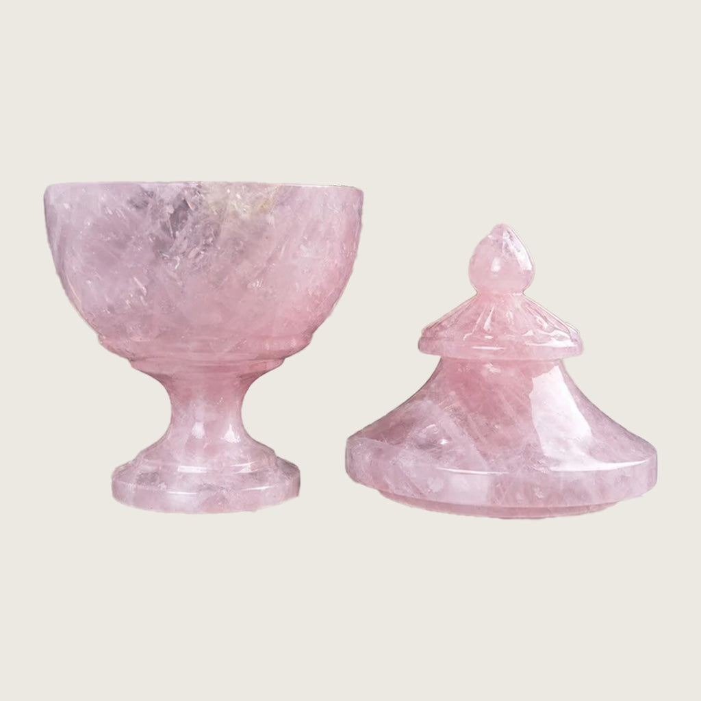 6.0" Rose Quartz Crystal Storage Jar Carving  #CTC0041