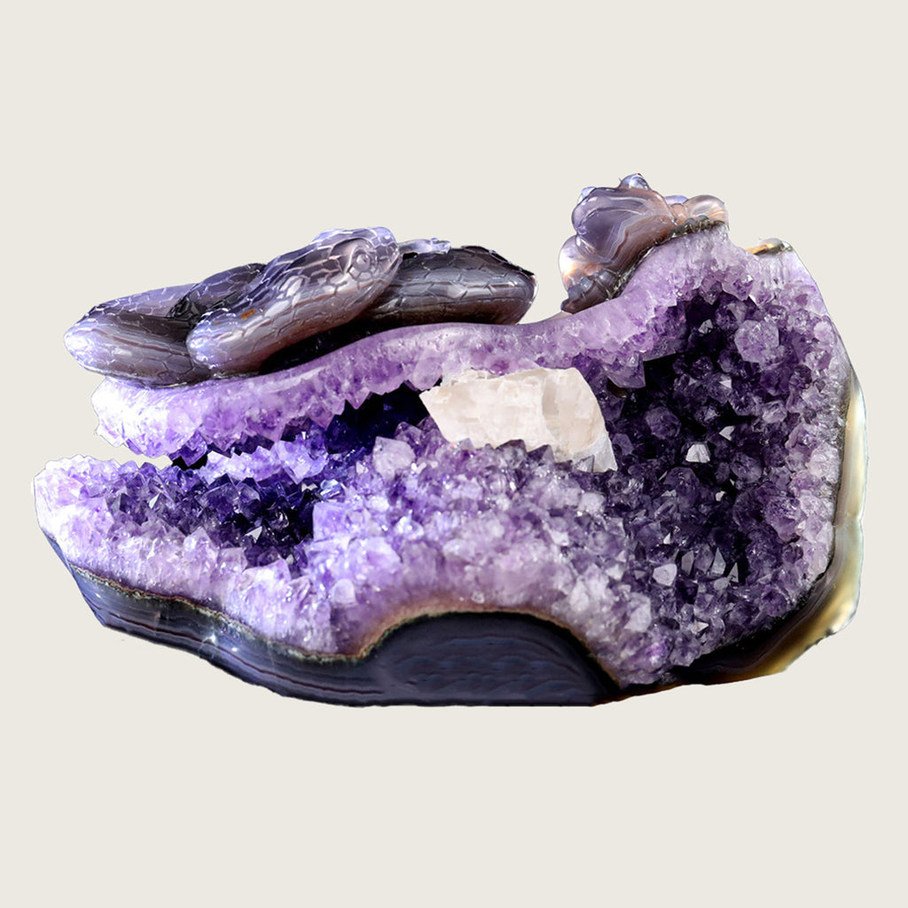 7.5" Druzy Agate Geode Carving  #GDC0006