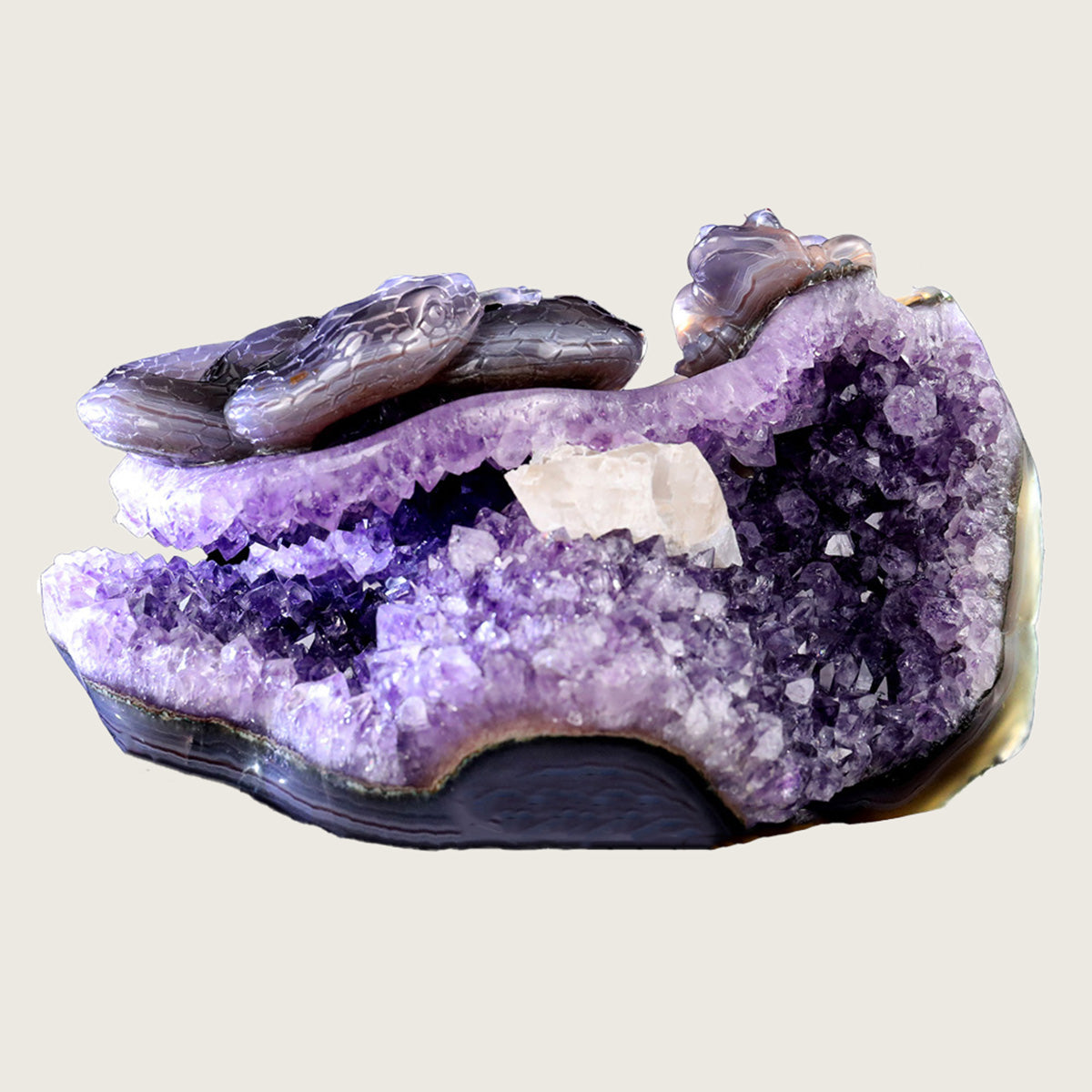 7.5" Druzy Agate Geode Carving  #GDC0006