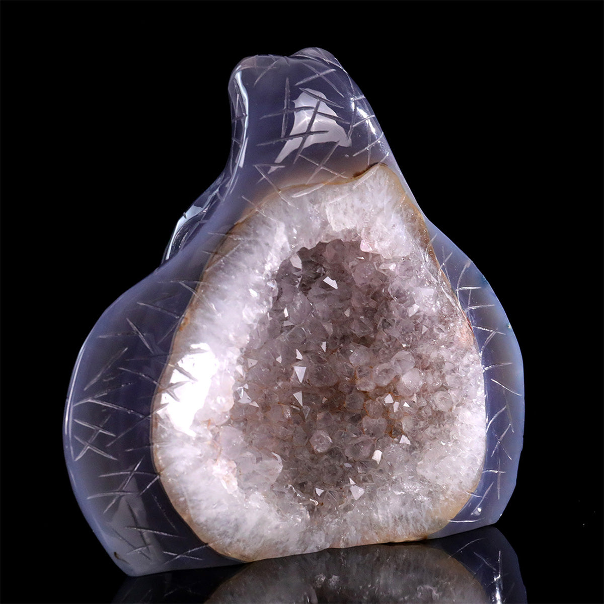 6.0"Geode Agate Snake Head Carving  #GDC0026