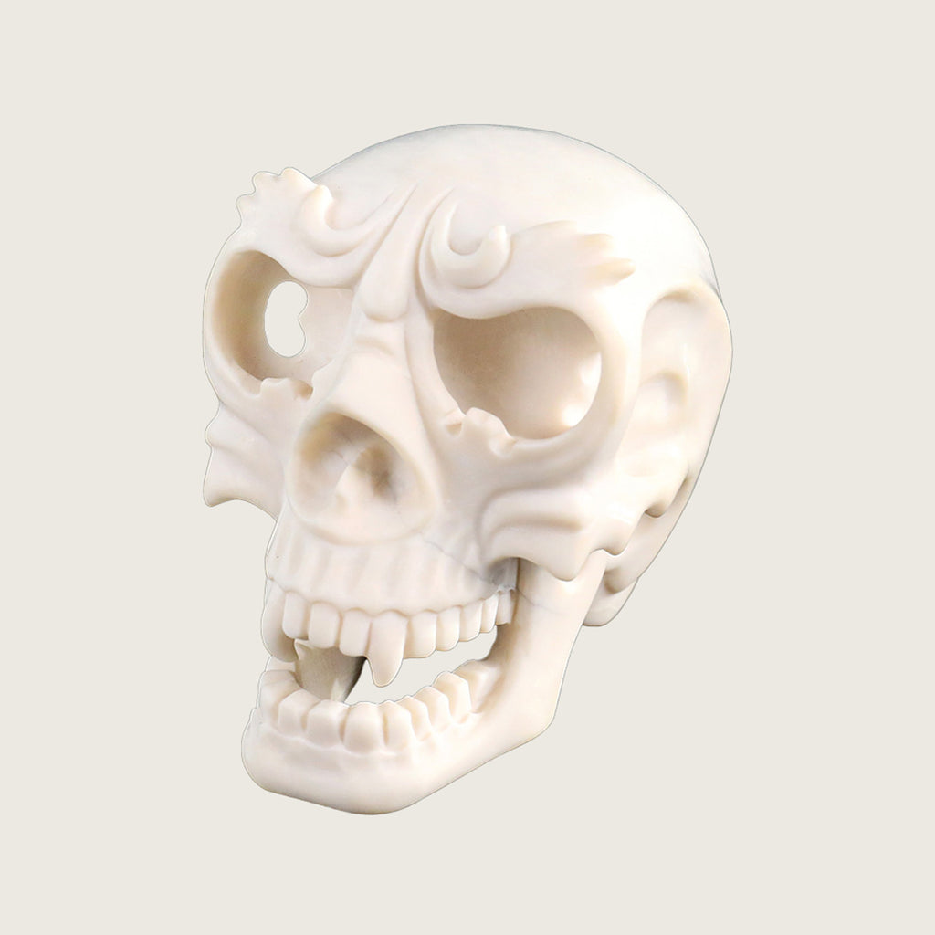 4.0" White Jade Crystal Skull Carving  #SCS0019