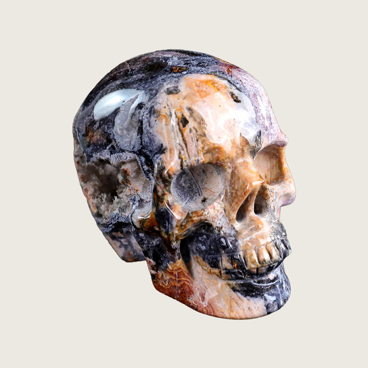 3.0" Crazy Agate Crystal Skull Carving  #SKH30027