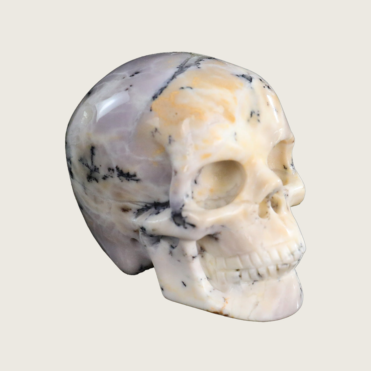 2.2" White Opal Crystal Skull Carving  #SKH22066