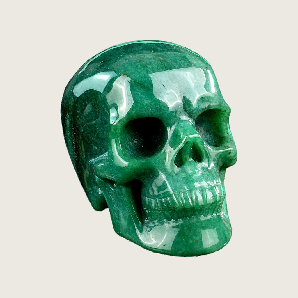 4.5" Green Aventurine Crystal Skull Carving  #SKHGA4501