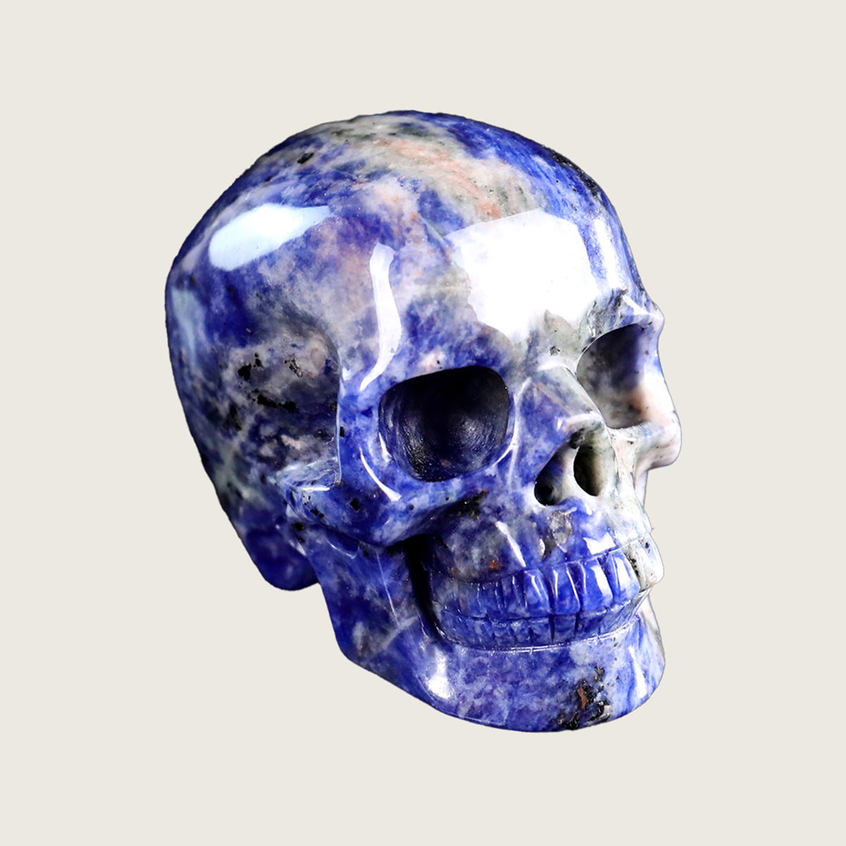 3.0" Sodalite Human Skull Carving  #SKH30002