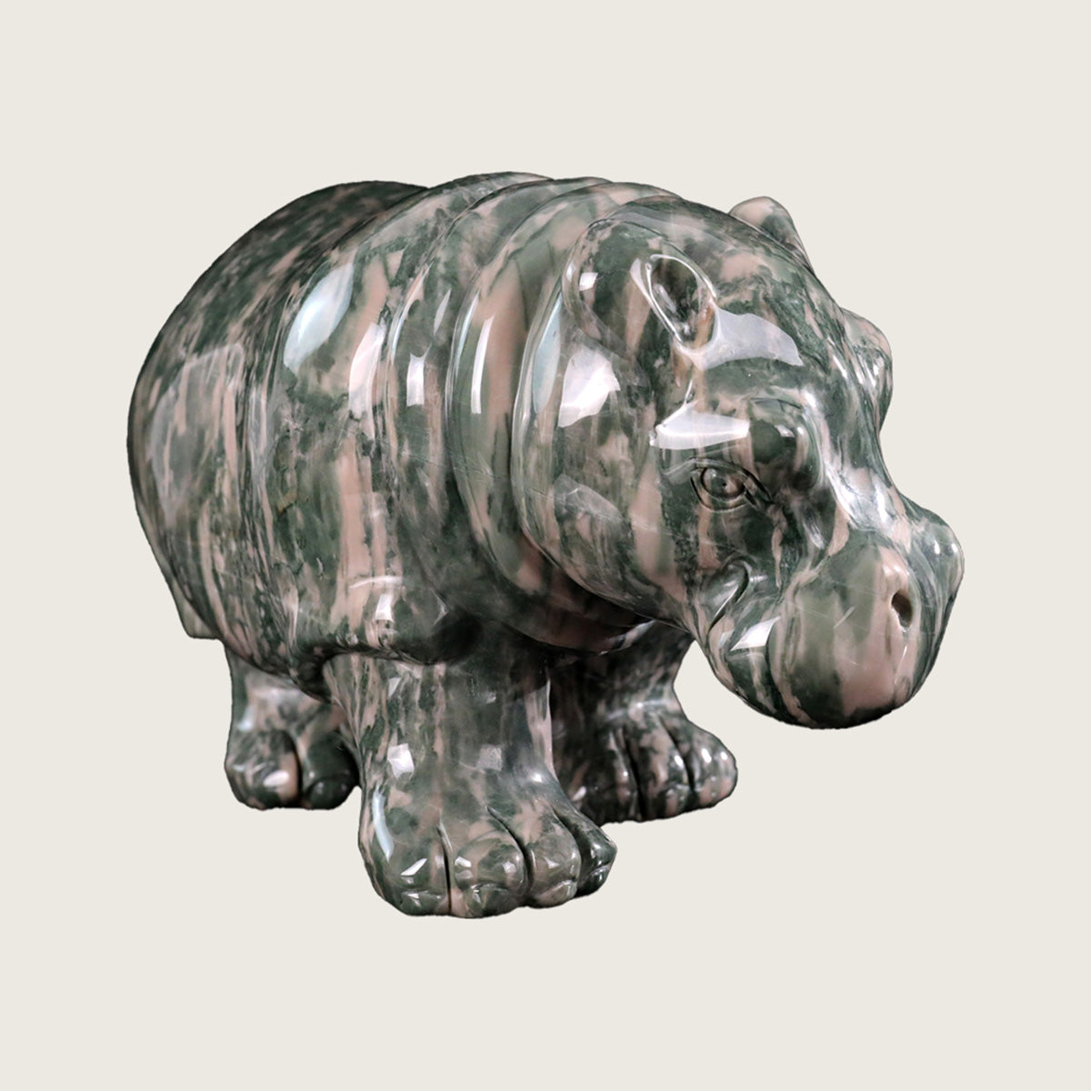 10.0" Jiulong Jade Hippo Carving  #CTC0058