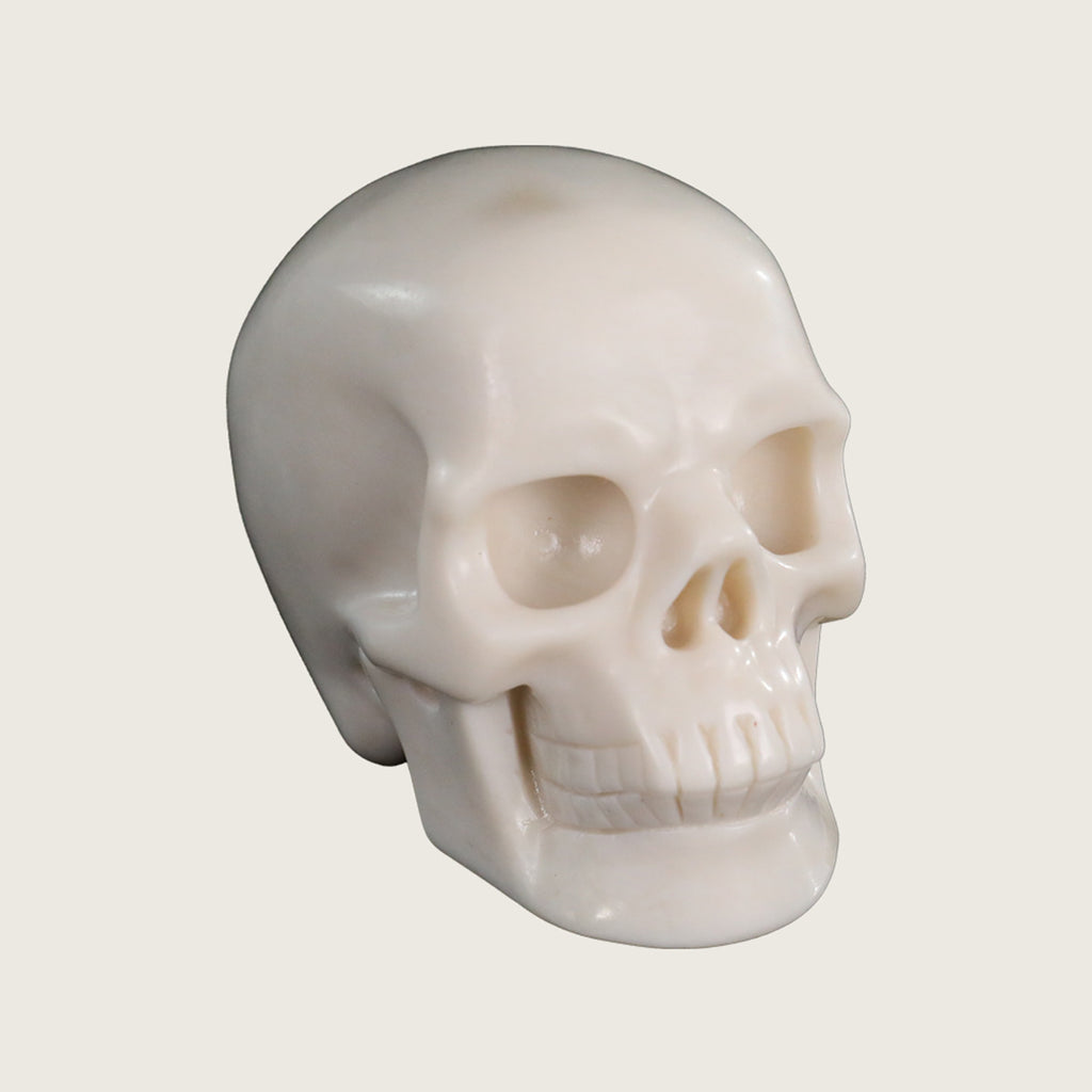 3.0" White Jade Crystal Skull Carving  #SKH30052