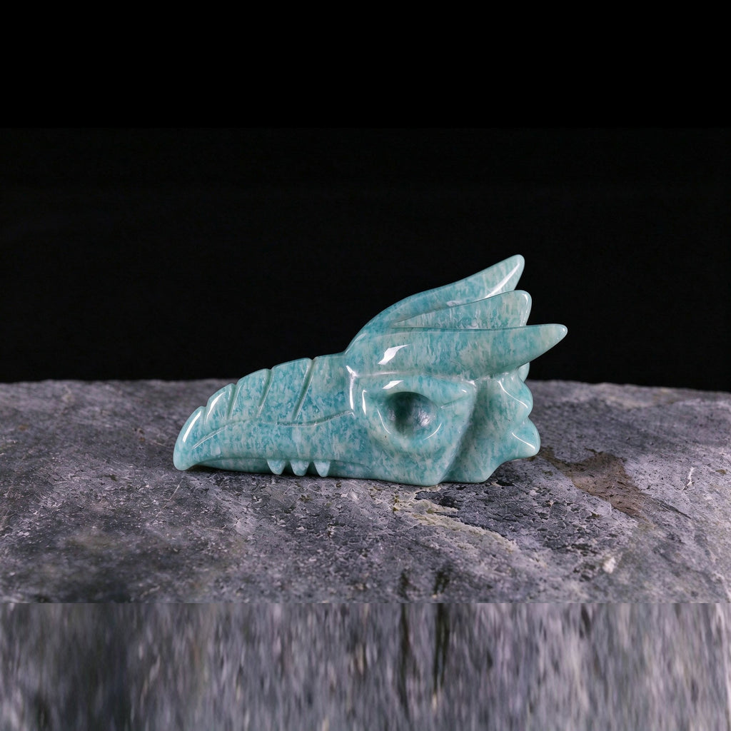 2.5" Amazonite Phoenix Skull Carving  #CSC0027